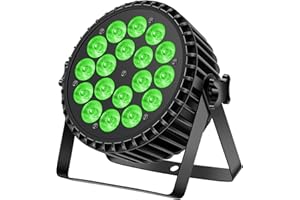 Ukfog 200 W 18 LED Par de faros 8 CH par de luz LED RGBW+DMX Strobe Sound Modo Activo LED Luces de escenario Foco de discoteca Luz de fiesta para bodas/fiestas/iglesia/club/DJ en vivo Show