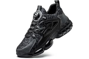 BINBINNIAO Safety Unisex Adult Shoes Arbeitsschuhe Herren Wasserdicht Sportliche Sicherheitsschuhe Leicht Trends Drehknopf Anti-Smash und Anti-Punktur