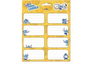 Grupo Erik: Etichette adesive Disney Stitch | Etichette adesive colorate | Etichette scuola, ideale per personalizzare regali,quaderni o altri prodotti di cancelleria;etichette adesive scuola libri