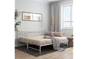 Gecheer Estructura de Sofá Cama Diván Extraíble de Metal para Salón Habitación Dormitorio Balcón Blanco 90x200 cm