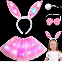 FILOEEX Hase Kostüm Set Für Mädchen: Mit Tutu-Rock, Ohren-Stirnband, Schwanz & Schleife – Süßes Bunny-Outfit Für Ostern, Karneval & Kinderpartys (Rosa)