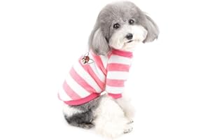 ZUNEA Jerséis Invierno para Perro Pequeño Forro Polar Invierno Abrigos Chaquetas para Cachorros a Rayas Supersuave Ropa para Climas Fríos para Mascotas Chihuahua Gatos Perros Niñas Niños Rosa S