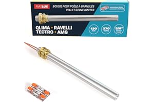 FIATLUX Bougie Poêle à Granulés compatible avec Ravelli/Tectro/AMG - 130/140mm / 270W - Filetage 3/8 - Garantie 2 ans