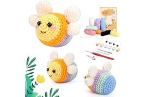 MASPHY Kit All'Uncinetto per Principianti, Kit per Maglieria all'uncinetto Carino Ape, Kit Completo per All'Uncinetto Animali, Adatto per Principianti e Adulti, con Video Tutorial Passo-Passo