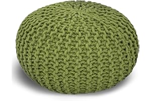 casamia Pouf Ø 55 o. 45 cm Strickhocker Sitzpouf Bodenkissen für Innen Indoor Größe ø 45 cm, Farbe grün