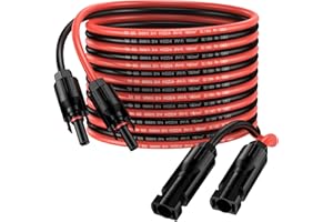 Proster Solar Panel Extension Cable 6m 10 AWG IP68 Waterproof Red and Black Connectors for Photovoltaic Panels