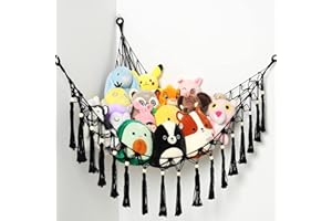 VISATOR Hamak makramowy dla pluszowych zabawek - Wisząca siatka do przechowywania w narożniku dla niedźwiedzi i zwierząt