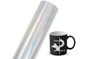 Prime Vinyl Silver Holographic Glitter Vinyl Roll, Permanent Vinyl for Cricut, 12" x 6ft 1 Roll/Pack, Holographic Rainbow Sparkle Adhesive Craft Vinyl for Silhouette Cameo for Crafts, Decal, Signs