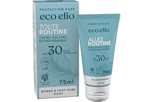 ECOELIO eco elio SPF 30 Crème solaire éco-responsable durable 75 ml "Toute routine" I Crème solaire sans octocrylène sans microplastiques I Crème solaire visage SPF 30 I Crème solaire format voyage petit