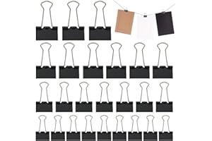 HIQU AND HIST 75 Stück Foldback Klammern Set, 15mm/19mm/25mm/32mm Schwarz Binder Clips Büroklammern, Vielzweckklammern Dokumenten Clips, MetallKlammern Papierklammern für Schule Bürobedarf Briefpapier Notizen