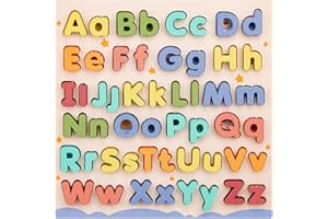 Baoblaze Kinder Holz ABC Puzzle Montessori Bildung Spielzeug Vorschulspiel Groß- und Kleinbuchstaben für Kinder im Vorschulalter Familienspiel Jungen Mädchen