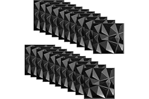 LQGTQO 20 Piezas Papel Pintado Autoadhesivo Pared 30 × 30 cm, Vinilos de Pared Decorativos, Revestimiento de Paredes PVC, Ladrillos 3D Adhesivo Pared, Adesivos Papel de Paredes Decoración (Negro)