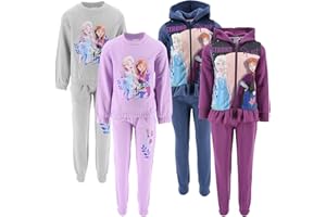 Disney Frozen – Tuta Bambina 3-8 Anni in Misto Cotone | Completo Felpa Girocollo e Pantalone Morbido per Scuola e Tempo Libero