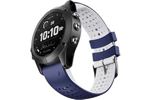 NotoCity Fenix 6 pasek o szerokości 22 mm z miękkiego silikonu do zegarka Garmin Fenix 6, Fenix 5, Fenix 6, Fenix 6 Pro, Forerunner 935, Forerunner 945, Approach S60, Quatix 5, niebiesko-biały