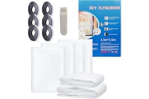 HKC 6 pezzi zanzariera per finestre, 130 x 150 cm, con nastri autoadesivi, zanzariere fissa regolabile, zanzariera per proteggere la tua famiglia da mosche e zanzare (Bianco)