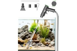 AQQA Aquarium Sauger, 4 in 1 Starke Absaugung Aquarium Reiniger, Einstellbarer Mulmsauger Aquarium für Wasserwechsel Sandwaschen Wasserfilterung und Wasserumwälzung