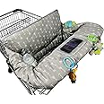 ICOPUCA Shopping Cart Cover for Baby boy Girl, Anti Slip Design, Cotton High Chair Cover, Machine Washable for Infant, Toddler, Grocery Cover (Grey)