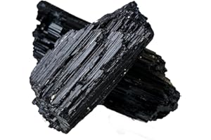 RJINGSHI 2pcs Raw Black Tourmaline Crystal Stone Natural Rough Gemstone Unpolished Healing Crystal Specimen Spiritual for Polishing, Sanding, DIY, Decor, Reiki, Collection, Crafts (1.5-2 inches)