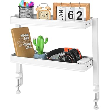 GIOTORENT 2-Tier Metal Desk Hutch With Grid Panel, 32.9