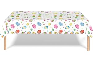 CLOVERCY Easter Table Cloth, Easter Table Decorations, 54 x 108 In Rectangle Easter Egg Hunt Fabric Tablecloth, Plastic Waterproof Waterproof Reusable Easter Table Cover for Easter Party Supplies
