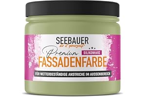 SEEBAUER diy Silikonharz-Fassadenfarbe Grün 300ML für Außen (No. 712 Mystic Bamboo) Selbstreinigende Fassadenfarbe mit Lotuseffekt - Geeignet für Putz, Mauerwerk und Beton