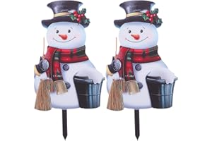 ‎IBASENICE ibasenice 2 StüCk Weihnachts-SchneemannpfäHle Wetterfeste Gartenstecker Mit Erdspieß Dekorative Schneemann Deko-Gartenstecker FüR Vorgarten Rasen Terrasse Weihnachtsdeko