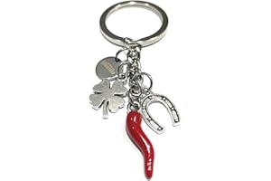 MODA MAVILLA Portachiavi alla moda acciaio, ciondolo forma di corno ferro di cavallo, made in Italy. Bracciale in acciaio con look emozionante, ciondoli con frasi, pensieri, parole, amuleto