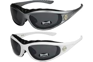 X-CRUZE Choppers - Lot de 2 paires de lunettes de soleil avec rembourrage dans les coloris noir anthracite argent et blanc - Unisexe Femmes Hommes Moto Motocycle Motard Biker Sport Vélo Bicyclette Mode