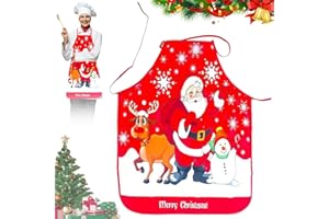 HBSFBH Weihnachtsküchen Schürze, Gedruckt Schürze Weihnachten Küche Backen Schürzen, Kreativ Kochschürze, Lustig Geschenk Schürze Familie Abendessen Kochen Weihnachten Kleidung Dekoration