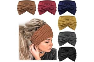DRESHOW 6 Piezas Diademas Anchas para Las Mujeres Extra Grande Turbante Diadema Boho Head Wrap Elástico Hair Twisted Knot Accesorios para el Cabello