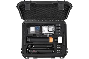 STARTRC VCR Tragetasche Hartschalen Organizer für GoPro Hero 13/12/11/10/9/8 Media Mod/Volta/Schutzgehäuse/Brusthalterung Zubehör Wasserdichtes Reise Aufbewahrungs Transportetui, 12,4 × 4,7 × 10,4 Zoll