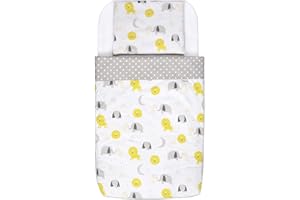 FlyIdeas Juego Completo Sabanas Minicuna Colecho Next to Me 83x50, 100% Algodon Certificado - Compatible con Minicunas y Colchones de tamaño: 50x80 cm 83x50 cm y Similar