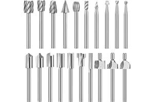 LALAGO Set di 20 frese rotanti HSS per intagliare il legno, set di frese per metallo Dremel, frese rotative in metallo duro, per lavorazione del legno, intaglio, foratura
