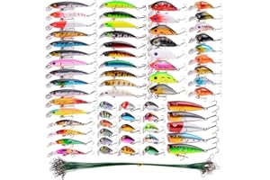Aorace Fishing Lures Kit Mixed Including Minnow Popper Crank Baits with Hooks for Saltwater Freshwater Trout Bass Salmon Fishing
