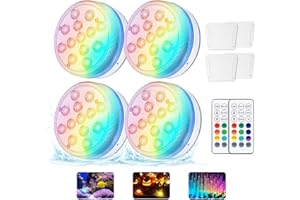 ‎NALEZUNS Nalezuns Underwater Light, Pack of 4 13 LED Pool Lighting, Underwater, LED Pool Light Lighting with RF Remote Control, RGB Colour Changing Pool Decorative Lights for Swimming Pool, Fountain, Pond