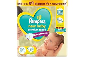 Pampers Active Baby Tape Style Baby Diapers, Newborn/Extra Small (NB/XS) Size, 72 Count, Adjustable Fit with 5 star skin protection, Up to 5kg Diapers