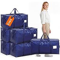 6 Pack Moving Bags and Storage Bags - 90L Heavy Duty Moving Boxes with Reinforced Bottom & Wrap-Around Handles, Tear-Resistan