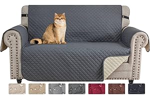 CHELZEN Housse de canapé imperméable à l'eau, Housse de canapé réversible 2 Places, Protecteur de Meubles pour Chiens pour Enfants dans Le salon (2 Place, Gris Foncé)