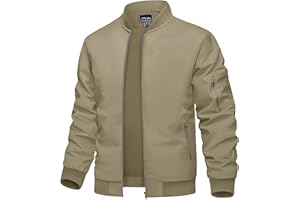 TACVASEN Veste Homme Mi Saison Imperméable Bombers Homme Coupe Vent avec Plusieurs Poches