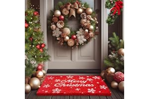 LuxUrux Premium Christmas Door Mat Outdoor - Elegant Coir Holiday Door Mat, Absorbent and Non-Slip for Outdoor Entrances Front Door- Merry Christmas. (Merry Christmas-Script, 44 x 75 cm)