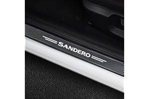 LLWQUANZSS EAGLEG 4 Stück Auto Einstiegsleisten Schutz für Ren-Ault Dacia Sandero, Kohlefaser Türschweller Lackschutzfolie Car Schritt Kanten Starke Klebrigkeit Schutzaufkleber Zierleisten,Black