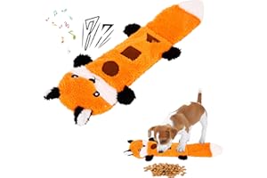 VALICAER Zabawka dla psa, piszcząca zabawka dla psów, niezniszczalna, zabawka do żucia, pluszowa zabawka dla małych, średnich, dużych psów, bez wypełnienia, łagodząca lęki, trening (lis)