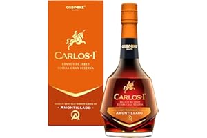 CARLOS I Amontillado Brandy de Jerez Solera Gran Reserva | Made with Grape and Aged in Centuries-Old Casks Hand-Selected from La Honda Amontillado Solera. 40.3% Alcohol Volume - Bottle Size 70cl