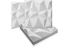 Art3d 20-Pack Sound Proof Wall Panels Diamond Design, 3D Textured Acoustic Wall Panels for Sound Absorbing, Accent Wall Panels for Gaming Room, Bedroom, Living Room - 11.8"x11.8" White