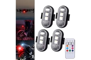 ‎EAGERMINDS 4 Stück Strobe Drone Light Blitzlicht mit Fernbedienung, Strobe Drone Light Blitzlicht, 7 Farben LED Drohne Blitzlicht, Aufladbare Anti-Kollisionslicht für Auto, Drohne