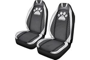ZIATUBLES Dog Paw Carbon Fiber Texture Print Car Seat Cover Auto Interior Accessories Front Driver Seat Covers Car Seat Covers fit Most Car, Set of 2