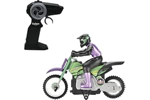 Lexibook, Crosslander® Moto Radio-télécommandée Tout-Terrain, jusqu'à 12km/h, équilibre Parfait, Effets Lumineux, dérapages déments, accélération Rapide, télécommande Ergonomique, Rechargeable, RC18