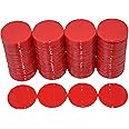 Smartdealspro Set of 100 25MM Opaque Plastic Learning Counting Counters Poker Chips with Storage Box (Red)