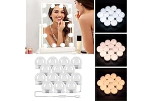 LIUYIFE 3 kolory świateł lustrzanych, 14 żarówek Hollywood z możliwością ściemniania zestaw do lustra, 10 poziomów jasności, lustro łazienkowe (lustro nie jest dołączone)