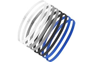 JRSHIRLEYLTD 8 diademas deportivas para niños, diademas de fitness, estrechas, elásticas, antideslizantes, elásticas, deportivas, para niños, niñas, color negro, blanco, azul, gris